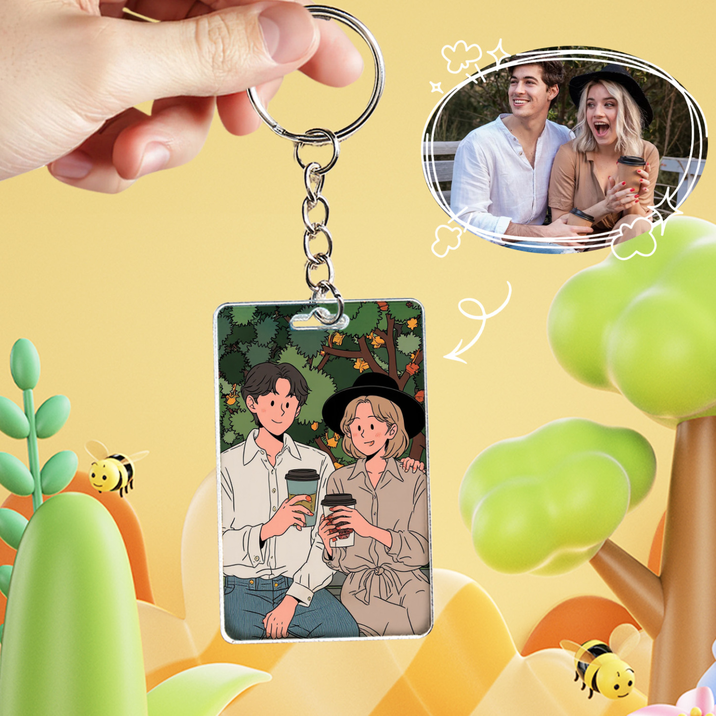]Custom Photo Keychain Personalized Various Cartoon Style Keychains for Graduation