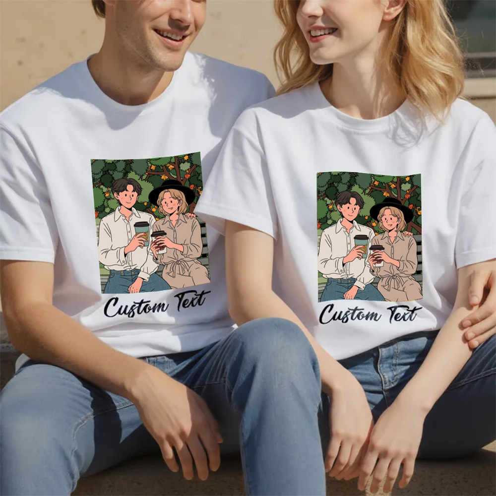Custom Cartoon Style Photo T-Shirt Personalized Anime Portrait Tshirt with Custom Text 3D Cartoon Style