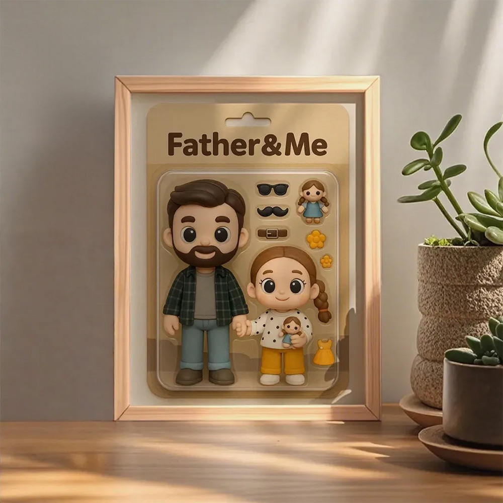 Custom Action Figure Portraits Flat Frame | Personalized Toy Box Art | Custom Photo Frame Decorations Gifts for Dad