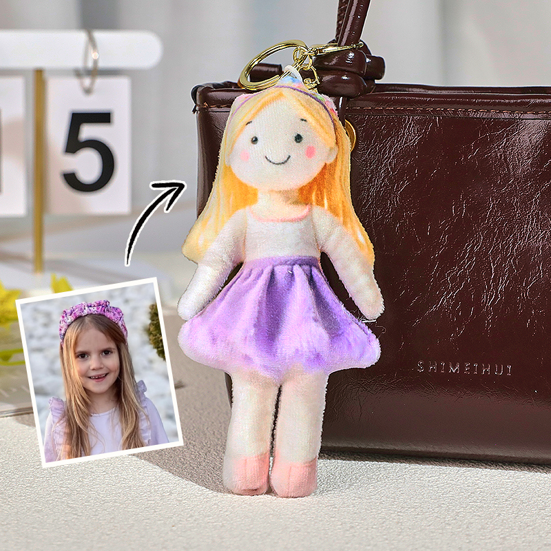 Personalized Photo Plush Doll Keychain Mini Me Plush Keychain Gifts for Daughter