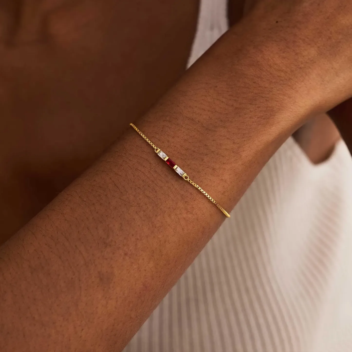 Personalized Baguette Birthstone Bracelet Dainty Family Birthstone Bracelet Modern Birthstone Bar Bracelet Christmas Gift for Her - aiprintlab