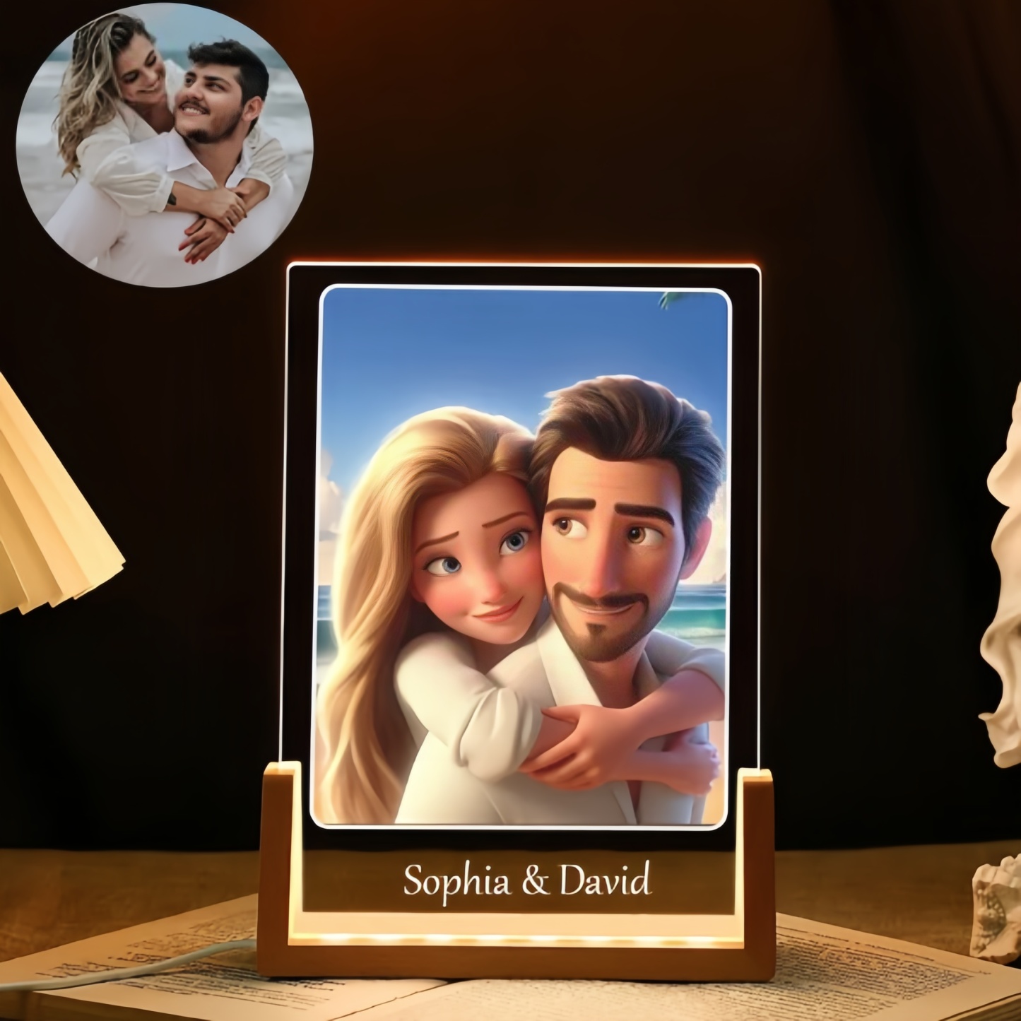 Custom Cartoon Portrait Night Light Personalized Photo Frame LED Lamp for Unique Home Decor