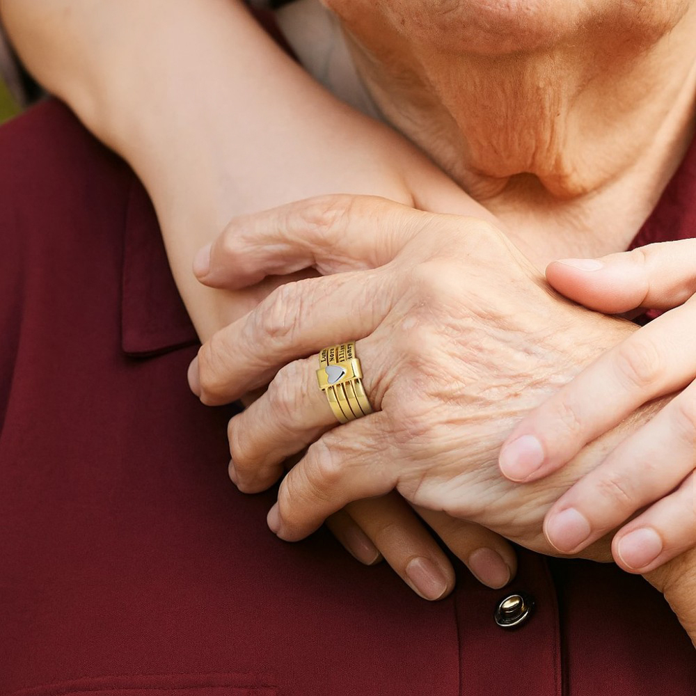 Personalized Sterling Silver Heart Name Stacking Ring Custom Engraved 2-7 Names Jewelry, Perfect Christmas, Valentine's & Birthday Gift for Mom Grandma - aiprintlab