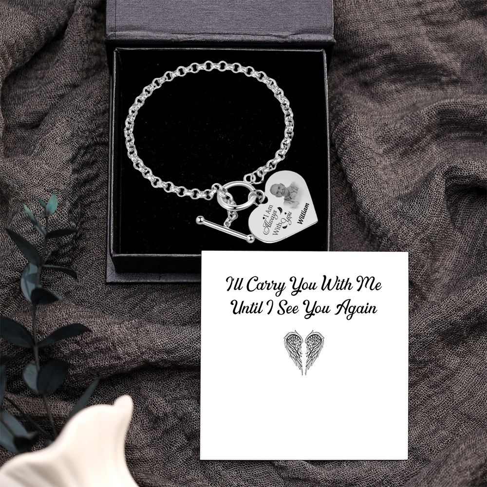 Custom Photo Memorial Bracelet Personalized "I'll Always Be with You" Engraved Bracelet Keepsake Bracelet Memory Bracelet - aiprintlab