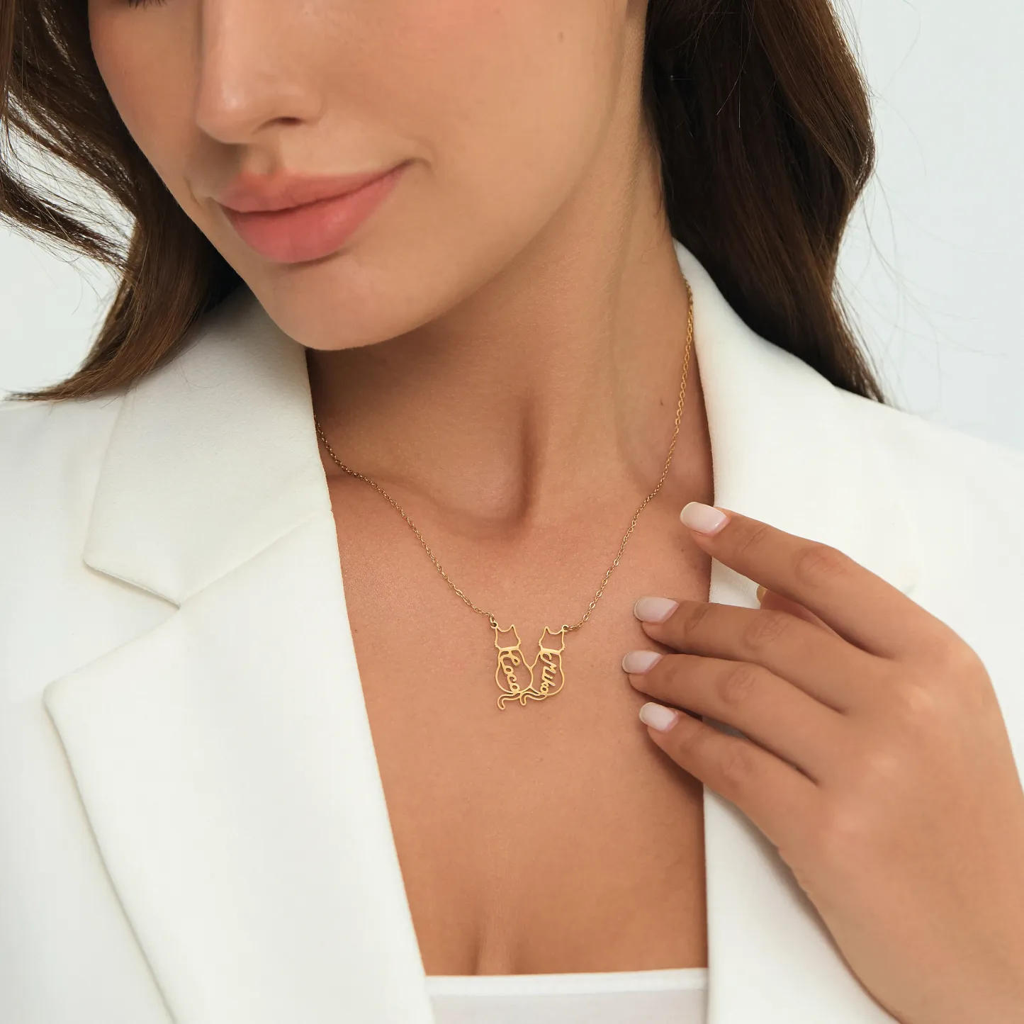 Personalized Cat Necklace Custom Lucky Cat Name Necklace Engraved Name Lucky Cat Pendant Gifts for Her - aiprintlab