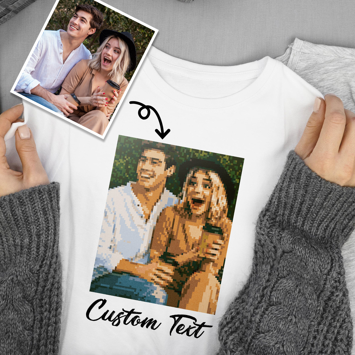 Personalized Anime Portrait Tshirt with Custom Text, Cartoon Style Drawing Shirt, Gift for Mom Dad Kids from Photo, Custom Gibli Art