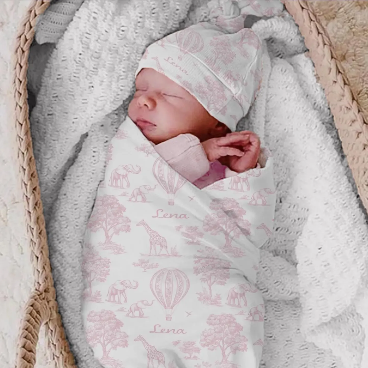 Personalized Name Baby Blanket Custom Name Toile Swaddle Newborn Coming Home Gift for New Mom