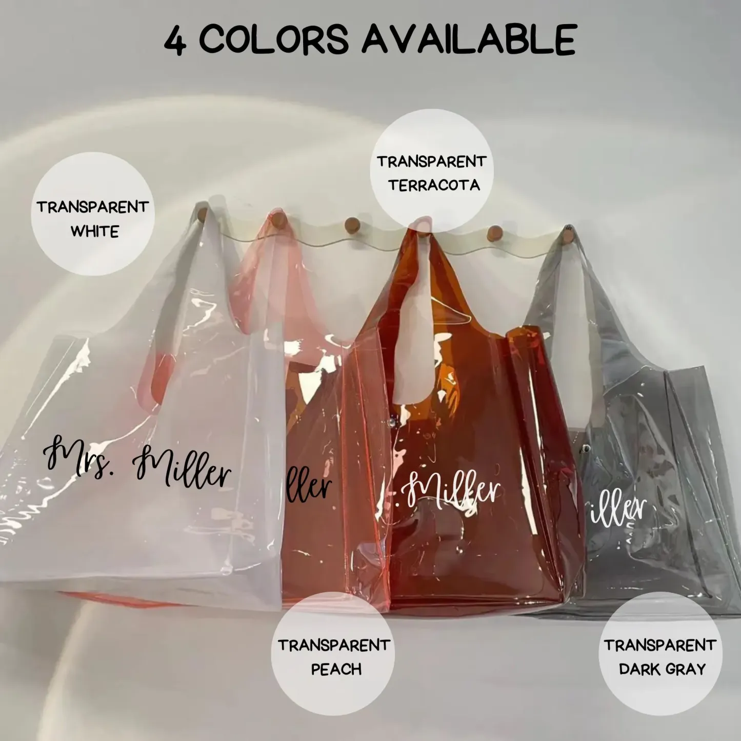 Personalized Clear Jelly Bag Custom Name Transparent Handbag Minimalist Clear Bag Gifts for Her