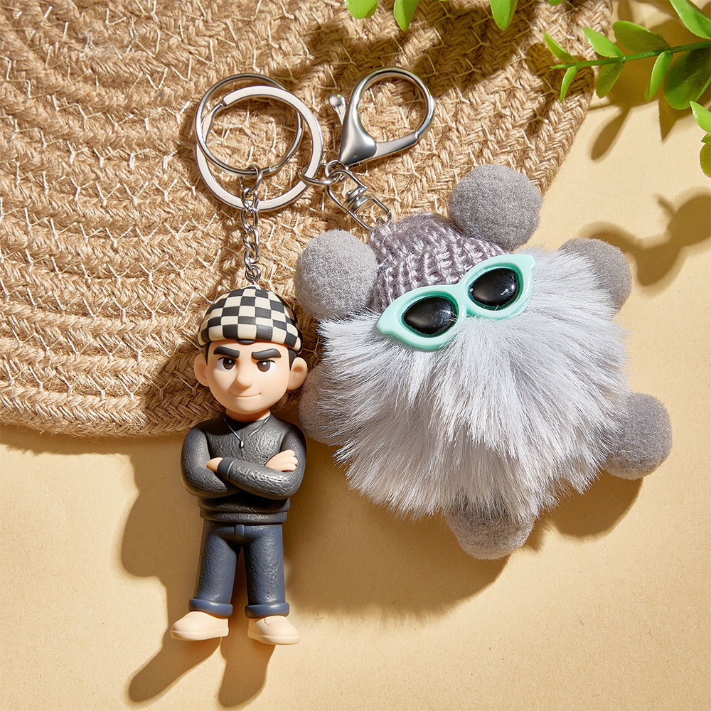 Custom 3D Figure Keychain from Your Photo with Plush Keychain Romantic Gift for Her Unique gifts for Birthday Valentines Day Anniversary - aiprintlab