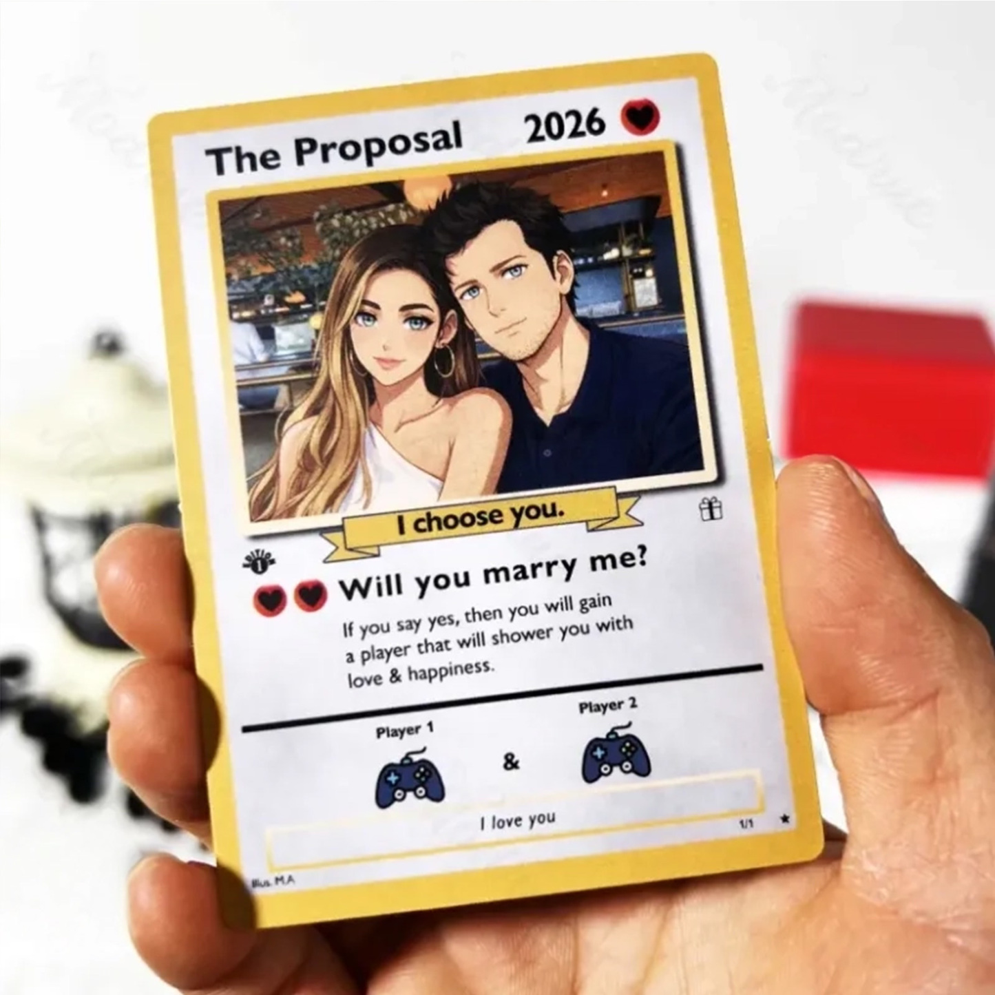 Personalized Valentine’s Day Power Couple Card, Custom Anniversary Card Couple Photo Anime Style, Best Valentine's Day Gift for Lover - aiprintlab