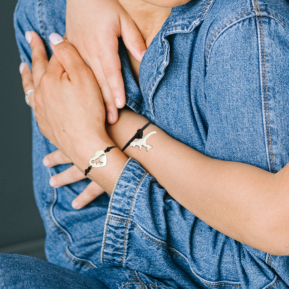 Mommy and Me Dinosaur "Back to School" Bracelets Matching Parent & Child Separation Anxiety Gift Adjustable - aiprintlab