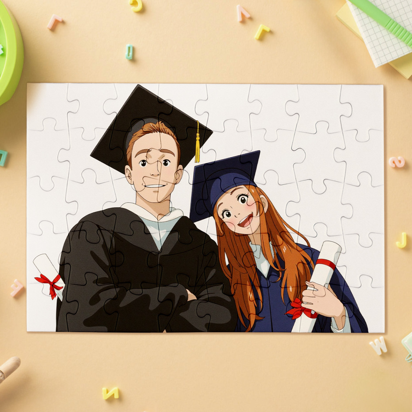 Custom Photo Puzzles Personalized Comic Cartoon Style Image Puzzles for Graduation