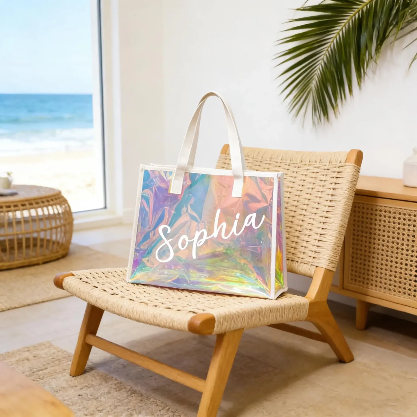 Personalized Beach Bag Custom Name Clear PVC Tote Bag Bridesmaid Totes Bag Bridesmaid Gifts  Gifts for Her