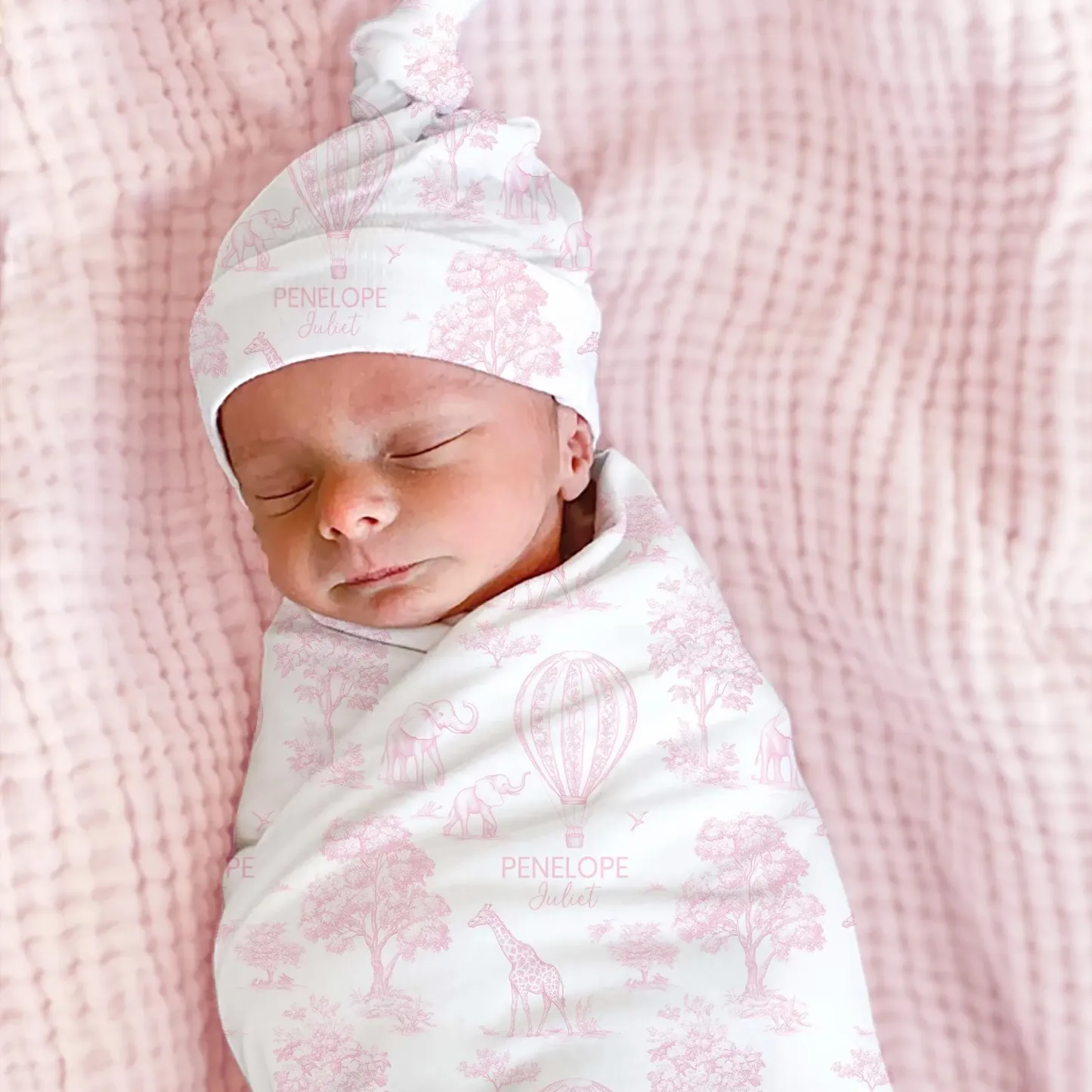 Personalized Name Baby Blanket Custom Name Toile Swaddle Newborn Coming Home Gift for New Mom
