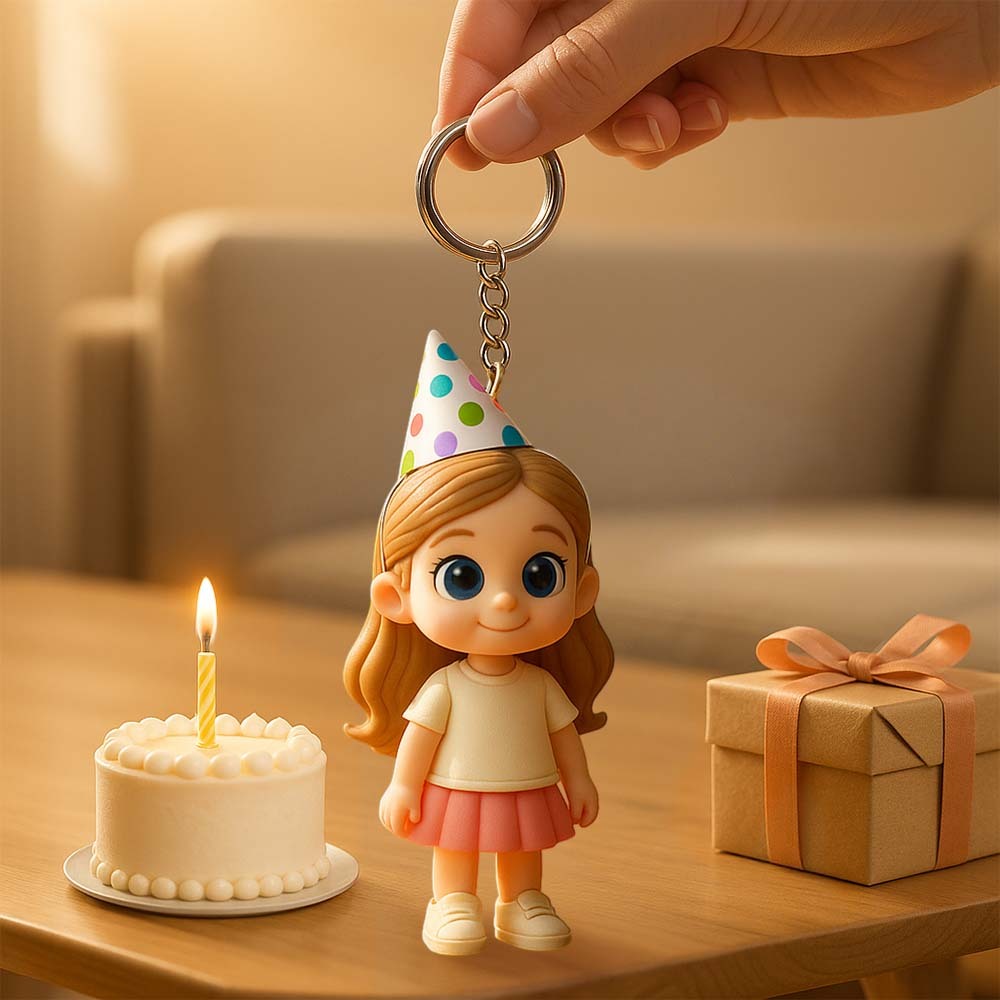 Custom 3D Keychain Figure Based on Your Photo Personalized Mini Doll Birthday Gift - aiprintlab