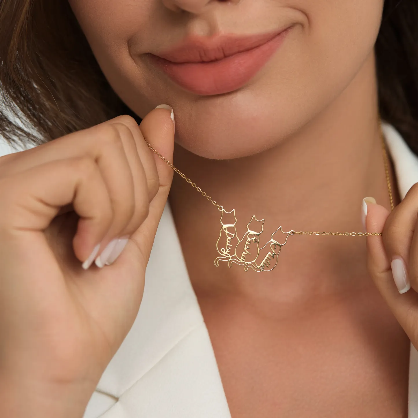 Personalized Cat Necklace Custom Lucky Cat Name Necklace Engraved Name Lucky Cat Pendant Gifts for Her - aiprintlab