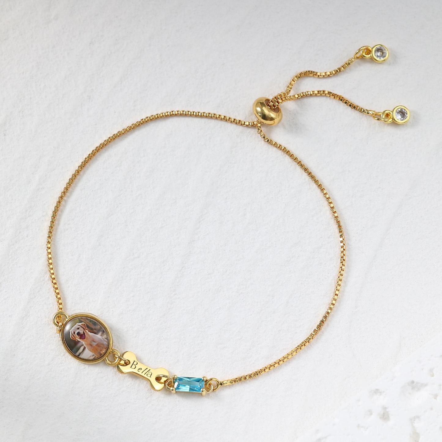 Personalized Pet Memorial Bracelet with Photo Custom Pet Paw Print and Name Memorial Bracelet Heartfelt Pet Memory Bracelet for Dog and Cat Lovers - aiprintlab