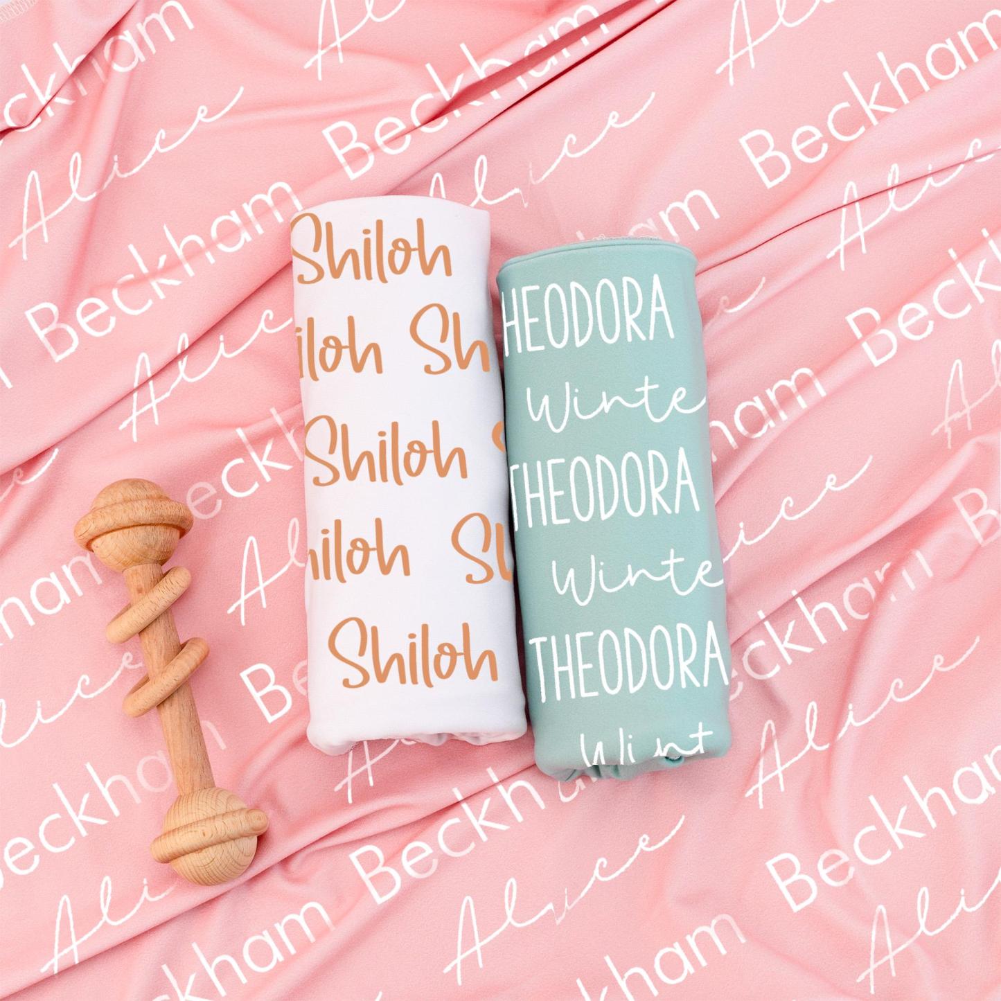 Personalized Name Swaddle Blanket Custom Name Baby Blanket Newborn Coming Home Gift for New Mom