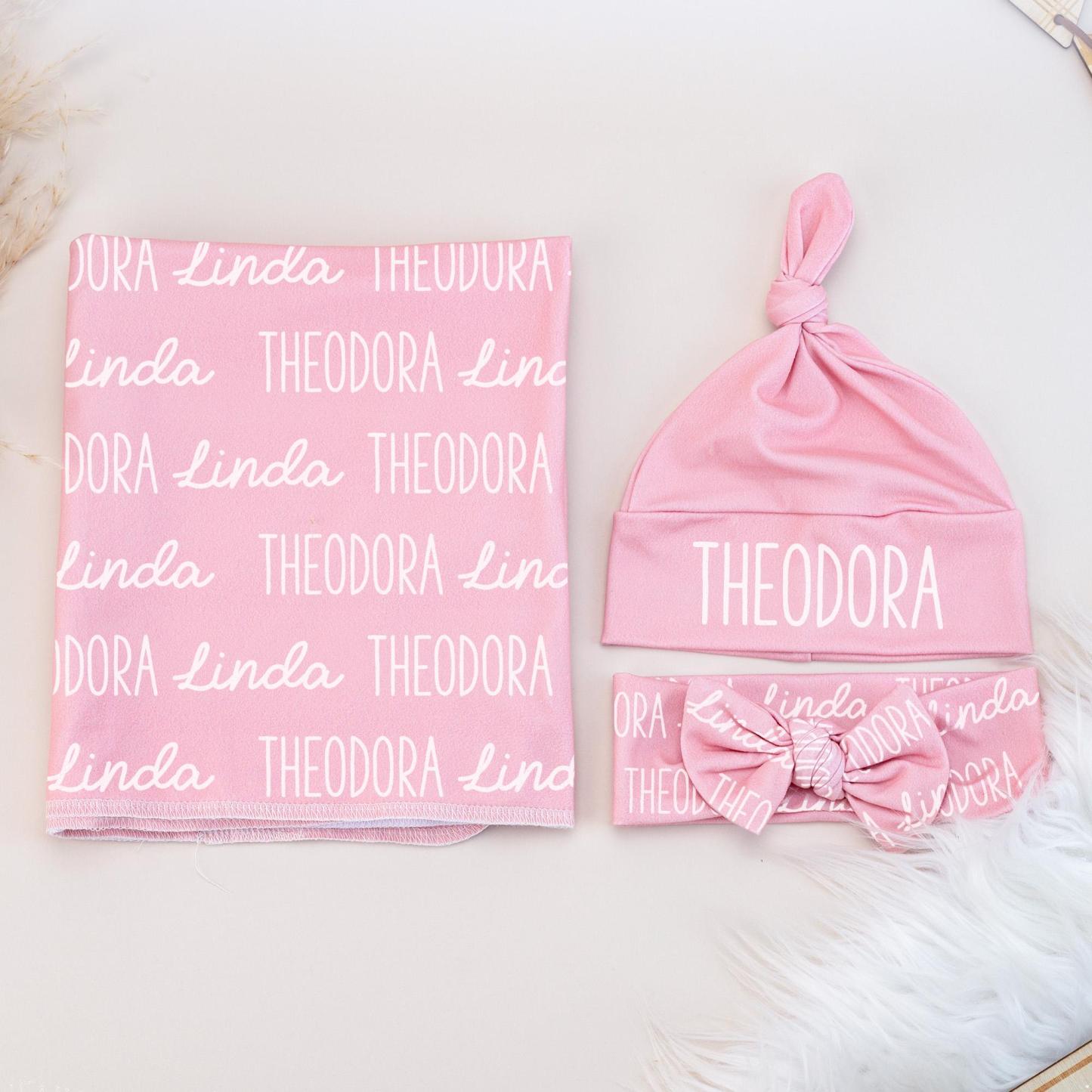 Personalized Name Swaddle Blanket Custom Name Baby Blanket Newborn Coming Home Gift for New Mom