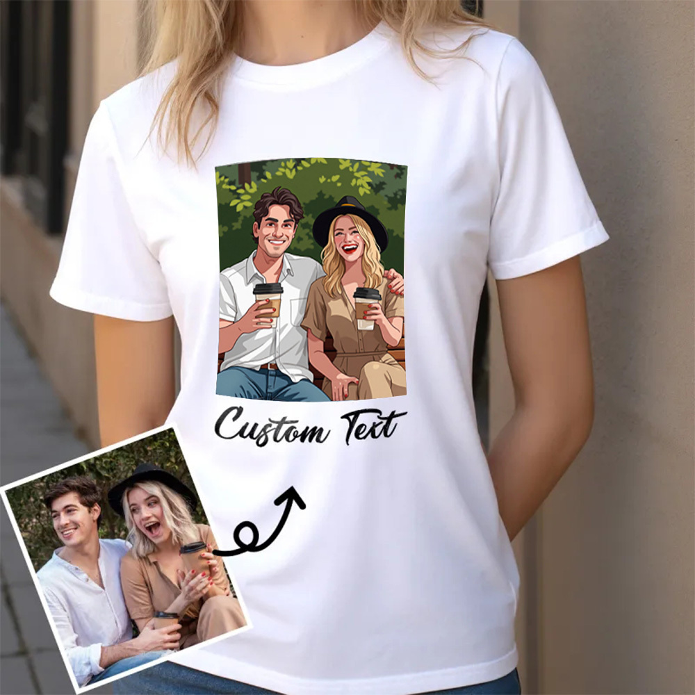 Custom Cartoon Style Photo T-Shirt Personalized Anime Portrait Tshirt with Custom Text 3D Cartoon Style