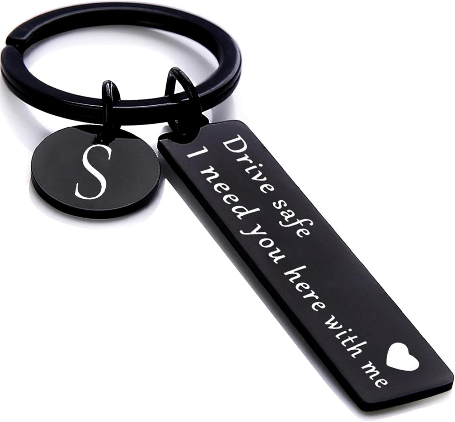 Drive safe keychain for boyfriend, 26 Letter Keychain, I Need You Here with me - aiprintlab