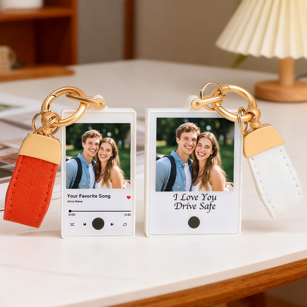 Custom Keychain With Photo and Text – Meaningful Gift with Your Personalized Music or Recording For Dad, Mom, Family, Friends - aiprintlab