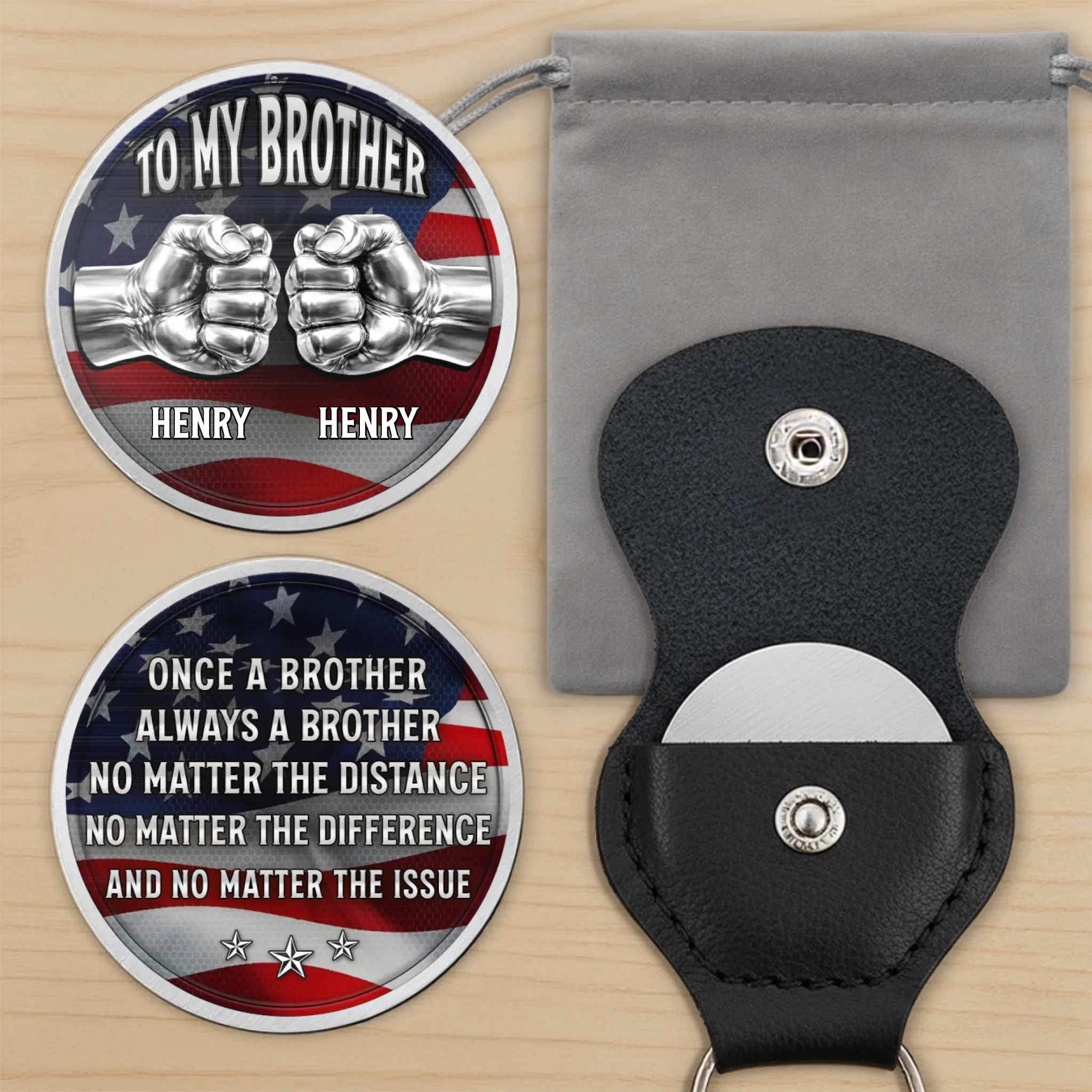 Custom Pocket Hug - Personalized America 250th Anniversary Gifts For Brother - Brotherhood That Never Breaks - aiprintlab
