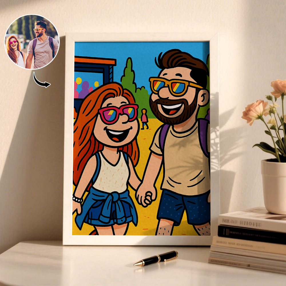 Custom Photo Cartoon Wooden Frame Decorations Romantic Decor Plaque Gifts