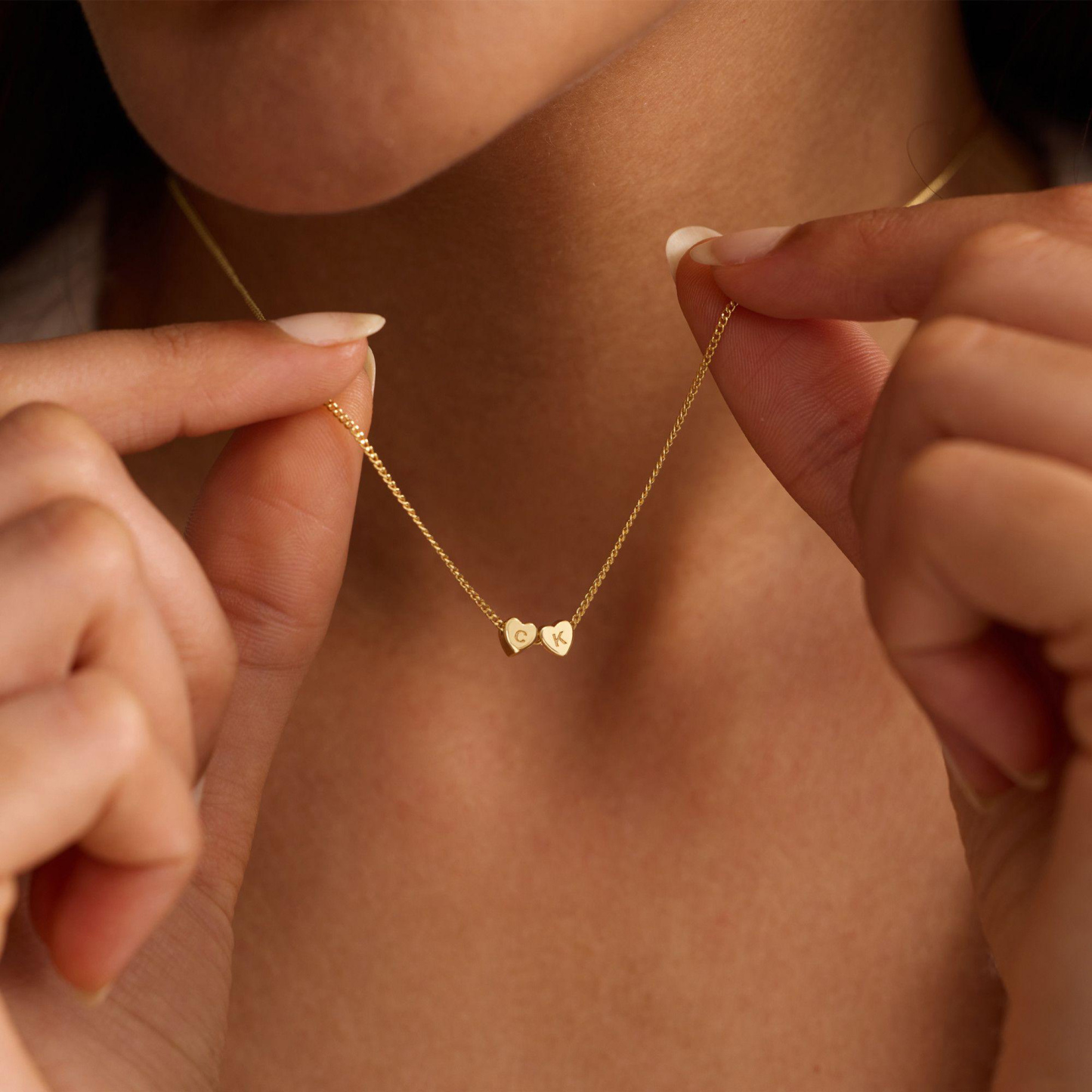 Personalized Initial Heart Necklace Custom Couple's Initial Heart Necklace Family or Lovers Initial Necklace Gifts for Her - aiprintlab