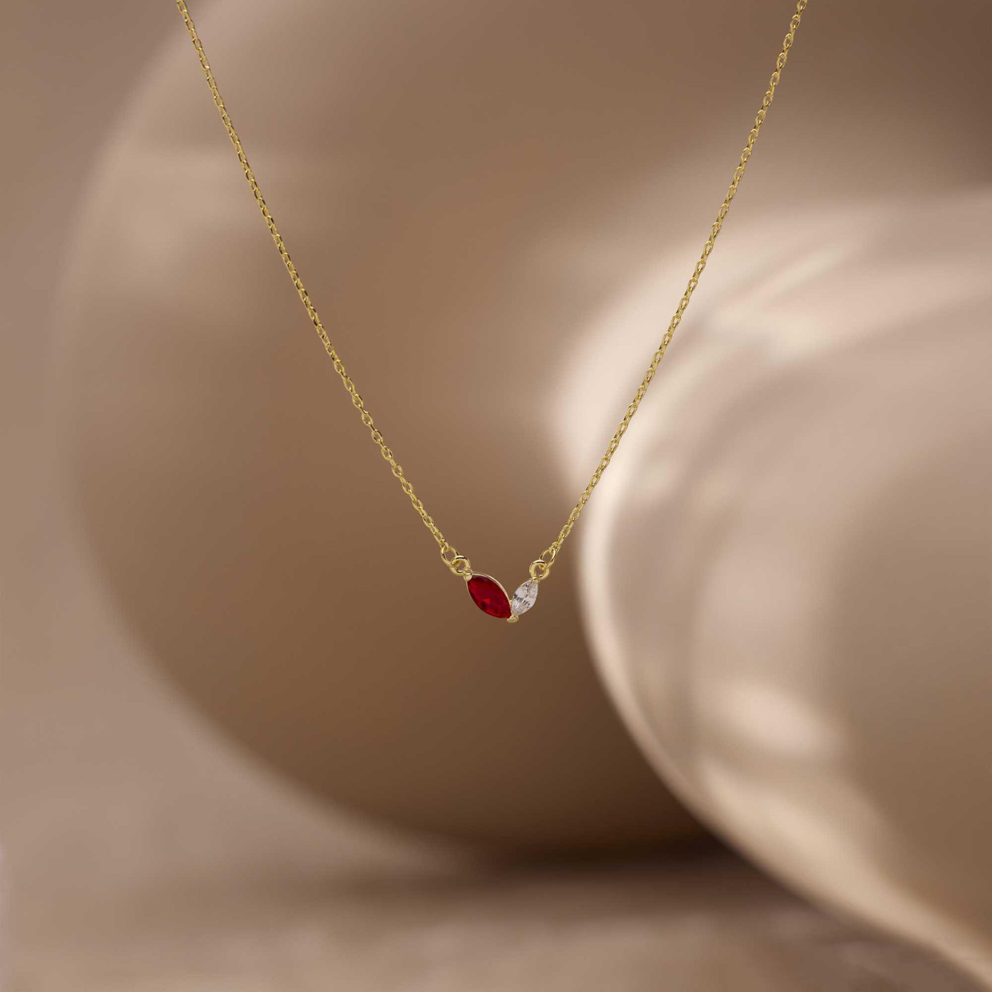 Custom Couple Birthstone Necklace for Women Personalized Family Gemstone Necklace with Marquise Stones Valentine's Day Gifts - aiprintlab