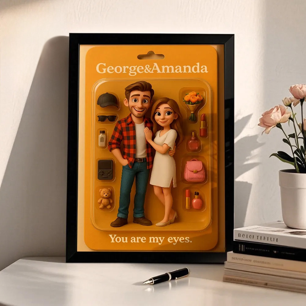 Custom Toy Box Art Frame Custom Cartoon Action Figure Portrait Personalized Photo Frame for Couple