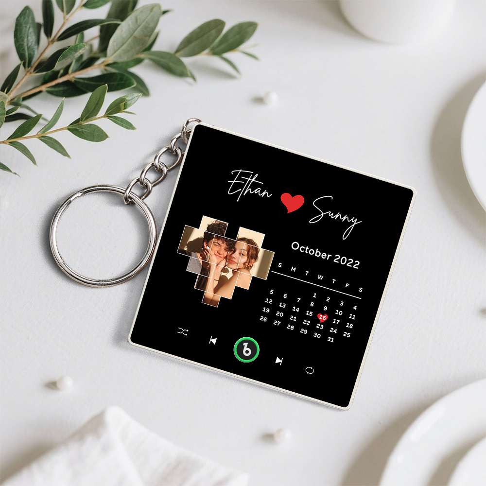 Personalized Photo Calendar Music Keychain Album Box Bag Charm That Plays Music Without Cell Phone Anniversary Gifts - aiprintlab
