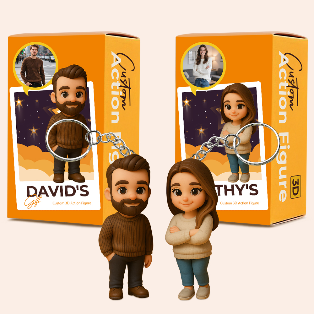 Custom Couple 3D Figurine Keychain Personalized Double Character Gift - aiprintlab