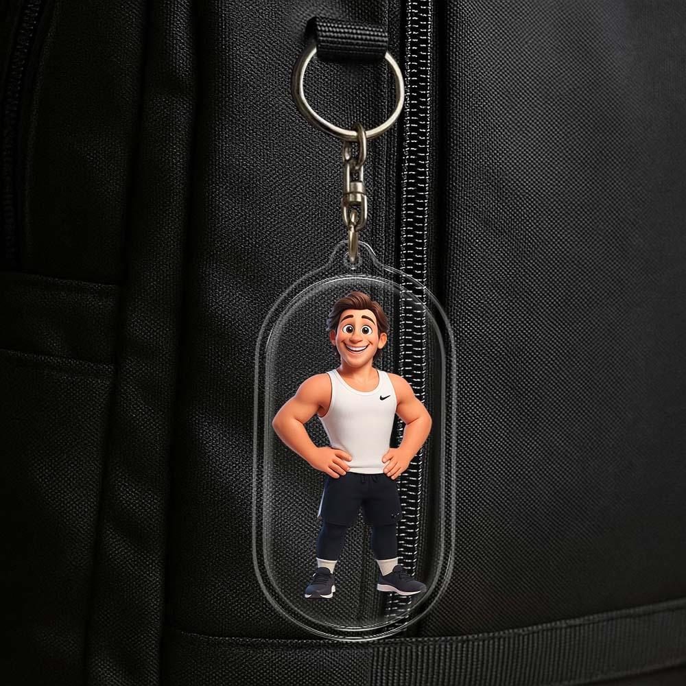 Personalized Acrylic Cartoon Keychain Custom Figure Keychain Photo Bag Charm Unique Keepsake Gift For Girlfriend Anniversary Birthday Gift