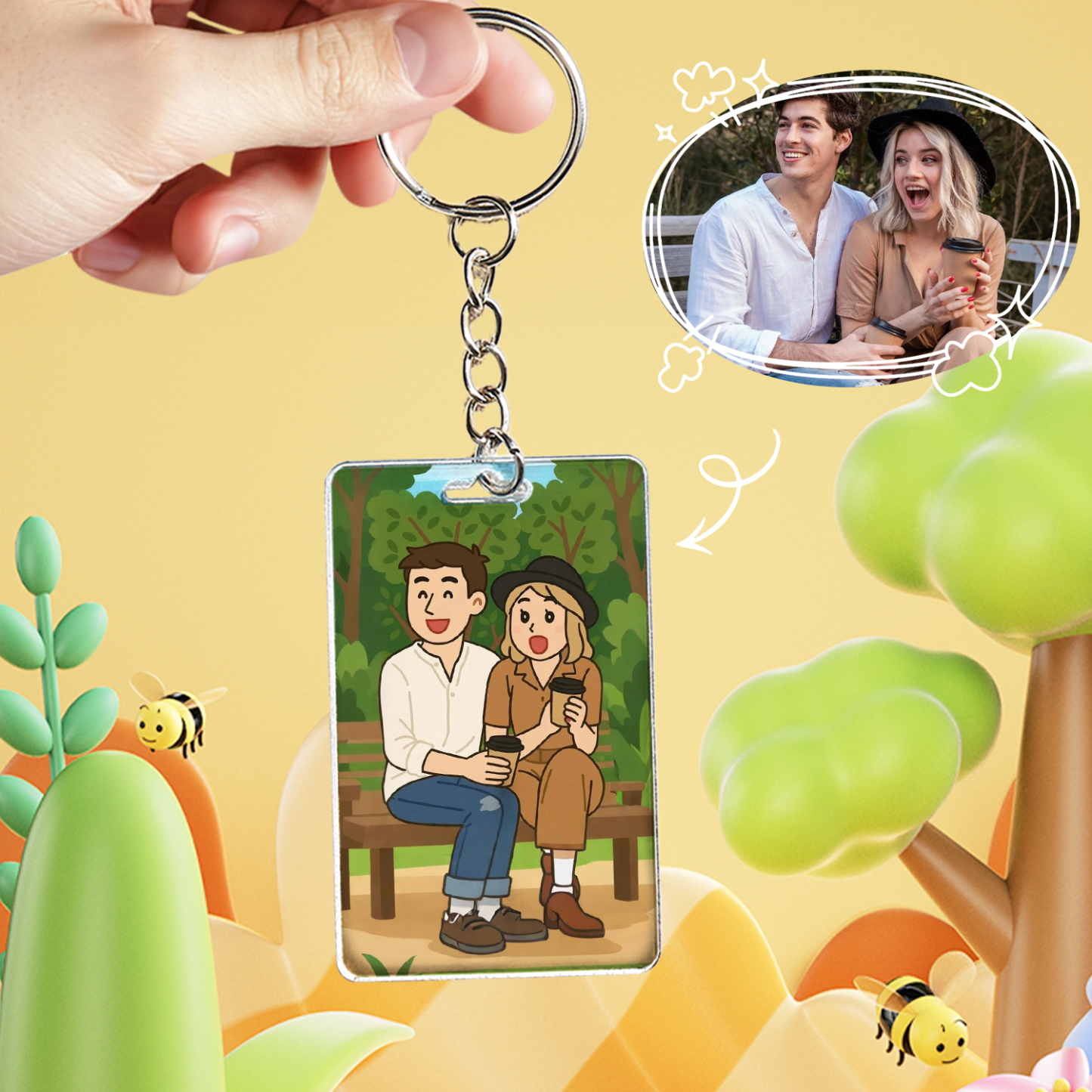 Custom Photo Keychain Personalized Various Cartoon Style Keychains