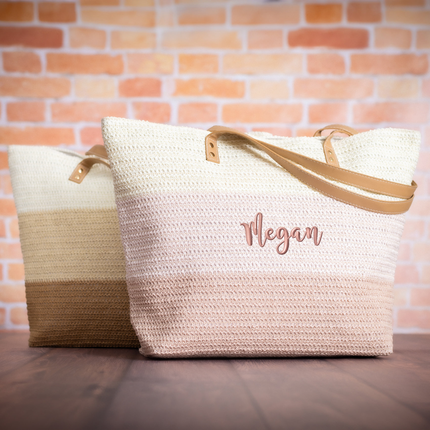 Personalized Name Straw Tote Bag  Custom Monogram Straw Carryall Summer Beach Vacation Gift for Her