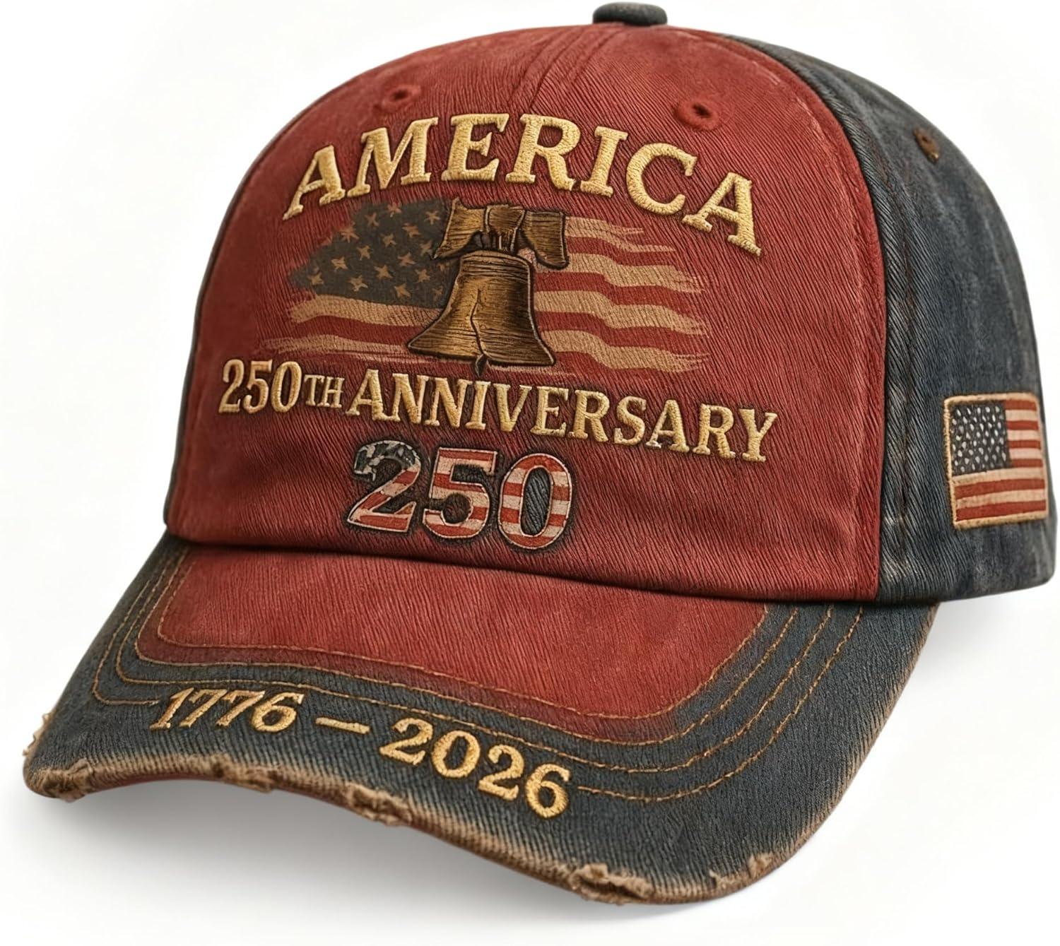 U.S. 250th Anniversary Baseball Cap Adjustable America 250 Anniversary USA Hat Patriotic Veterans Hats - aiprintlab