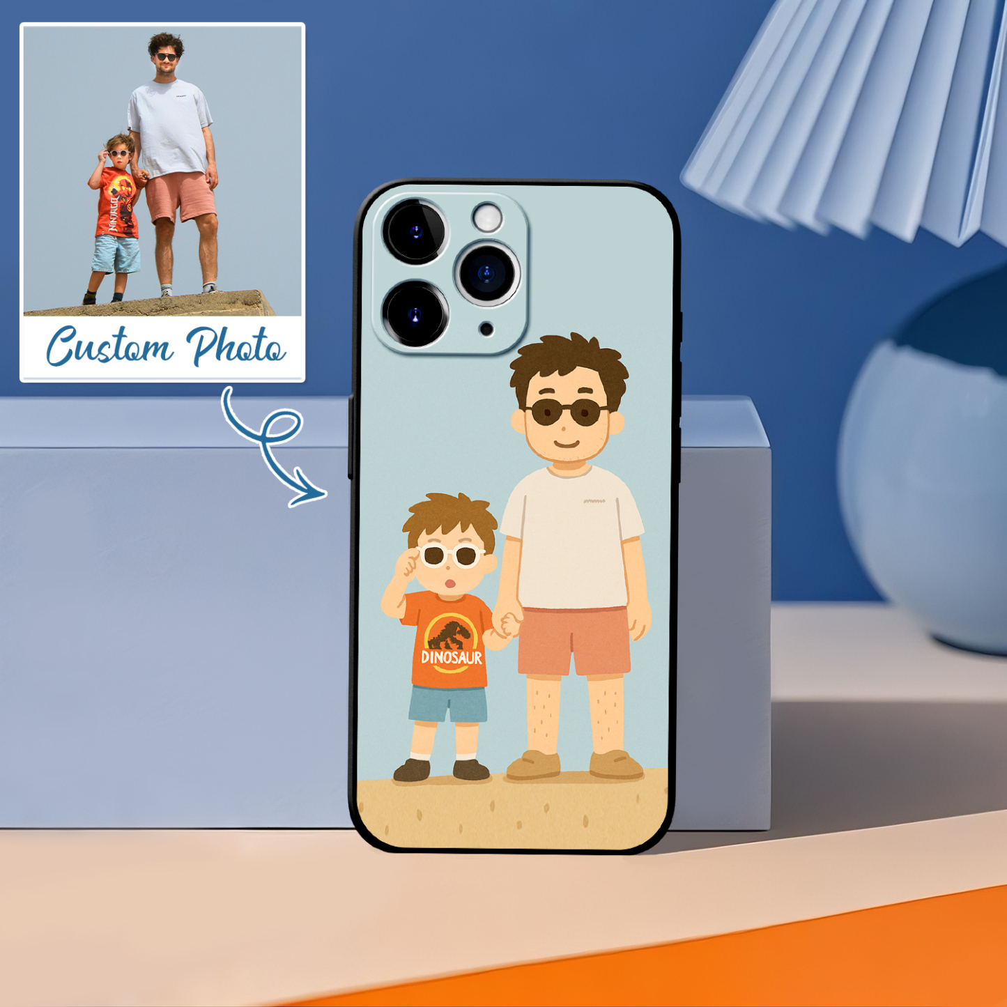 Personalized Anime Portrait Phone Case Cartoon Style Father's Day Gift