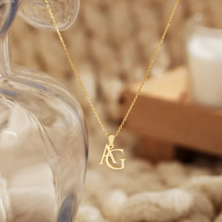 Minimalist Initial Letter Necklace Custom Letters Initial Pendant Necklace Dainty Stainless Steel Monogram Necklace Valentine's Day Gift for Her - aiprintlab