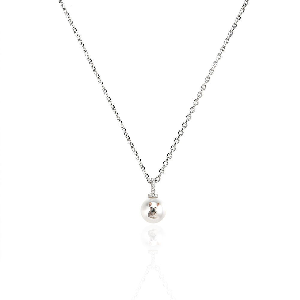 Custom Pet Photo Pearl Necklace Personalized Pet Portrait Pearl Chain Can Be Adjustable Pendant Necklace Natural Pearl Jewelry Gift For Pet Lovers - aiprintlab