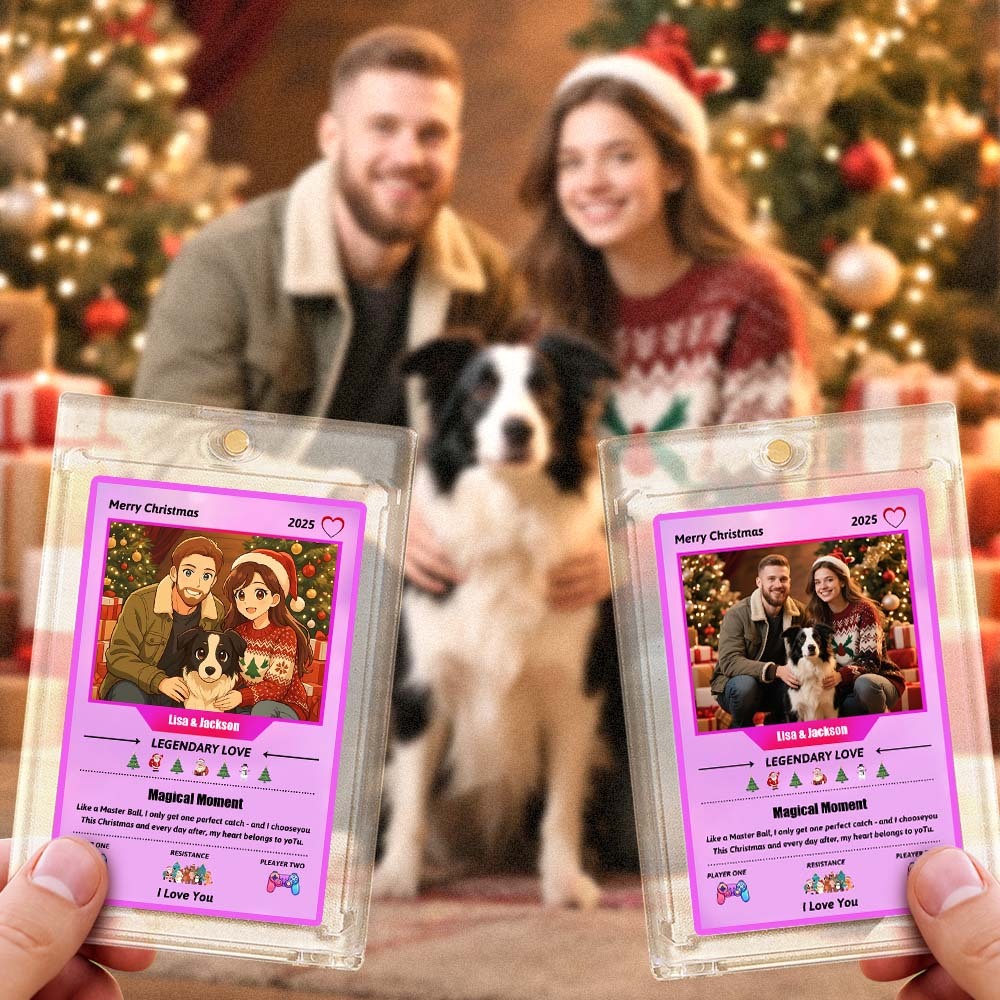 Custom Trading Card Merry Christmas Present for Lover Turn Your Photo into a Unique Collectible Pixel Man Style Card Xmas Gift Idea - aiprintlab
