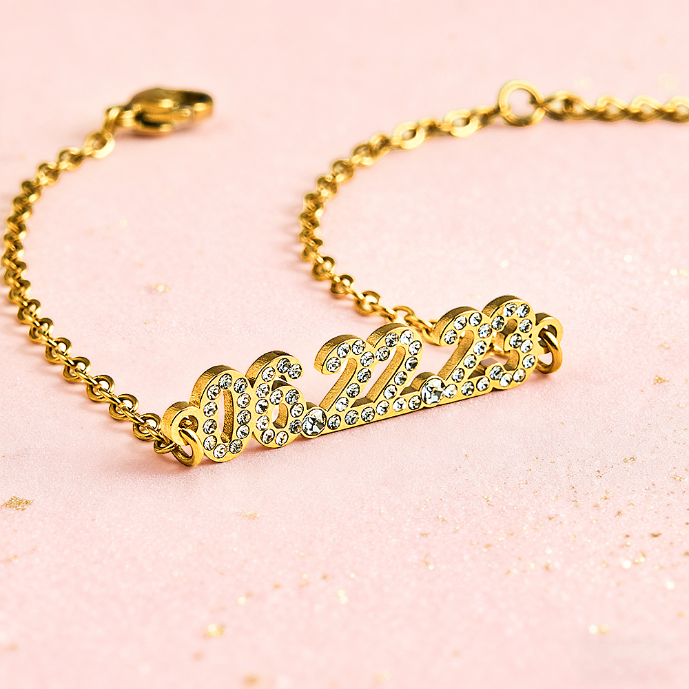 Personalized Date Necklaces Custom Anniversary Date Bracelet for Her  Minimalist Engraved Date Necklaces For Valentine's Day Gifts For Her - aiprintlab