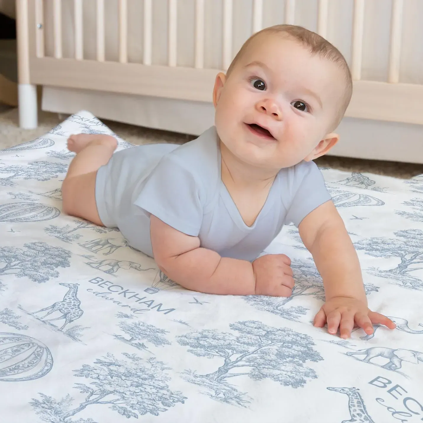 Personalized Name Baby Blanket Custom Name Toile Swaddle Newborn Coming Home Gift for New Mom