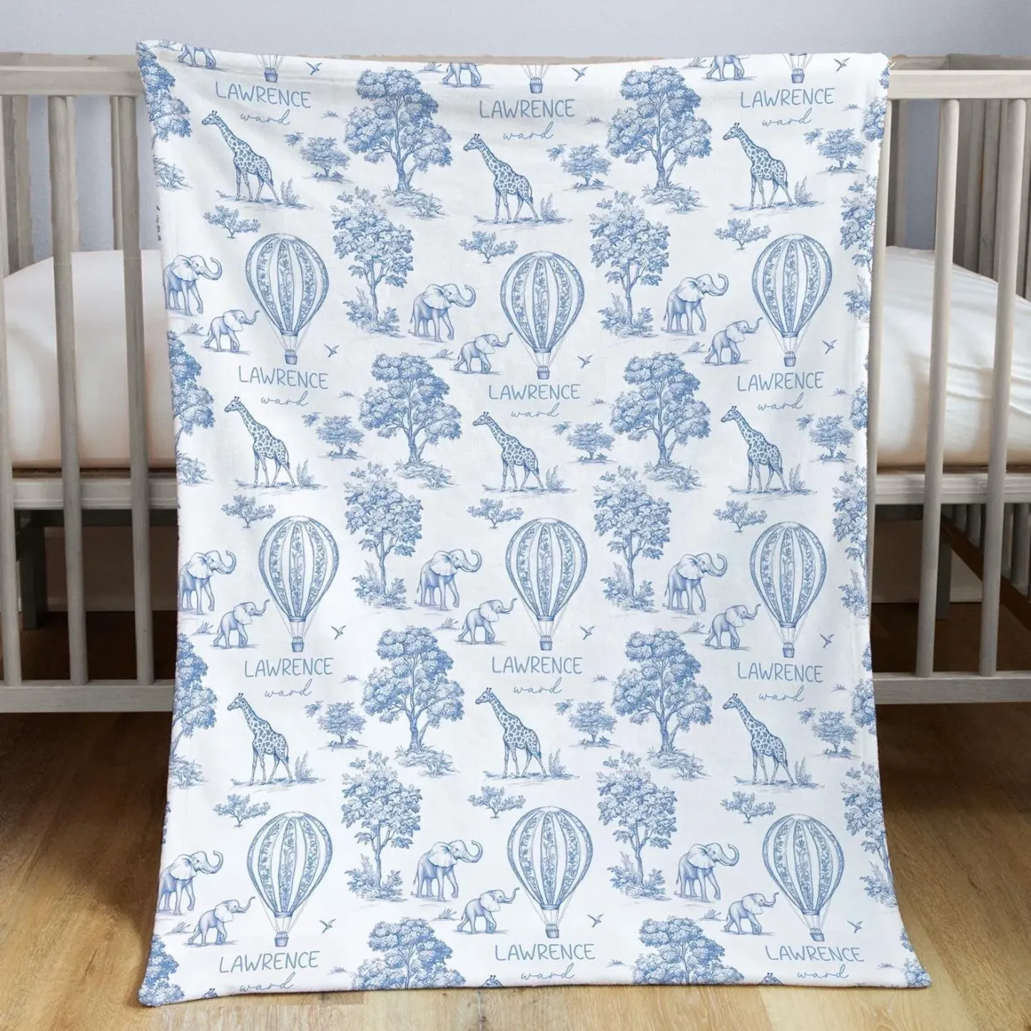 Personalized Name Baby Blanket Custom Name Toile Swaddle Newborn Coming Home Gift for New Mom