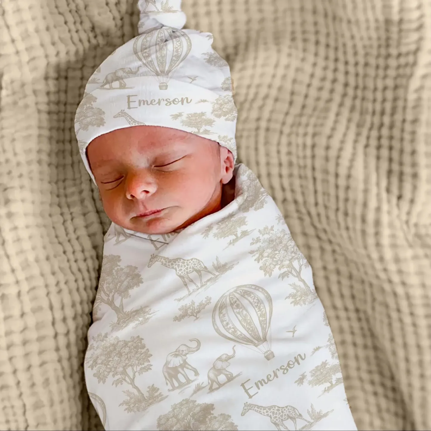 Personalized Name Baby Blanket Custom Name Toile Swaddle Newborn Coming Home Gift for New Mom