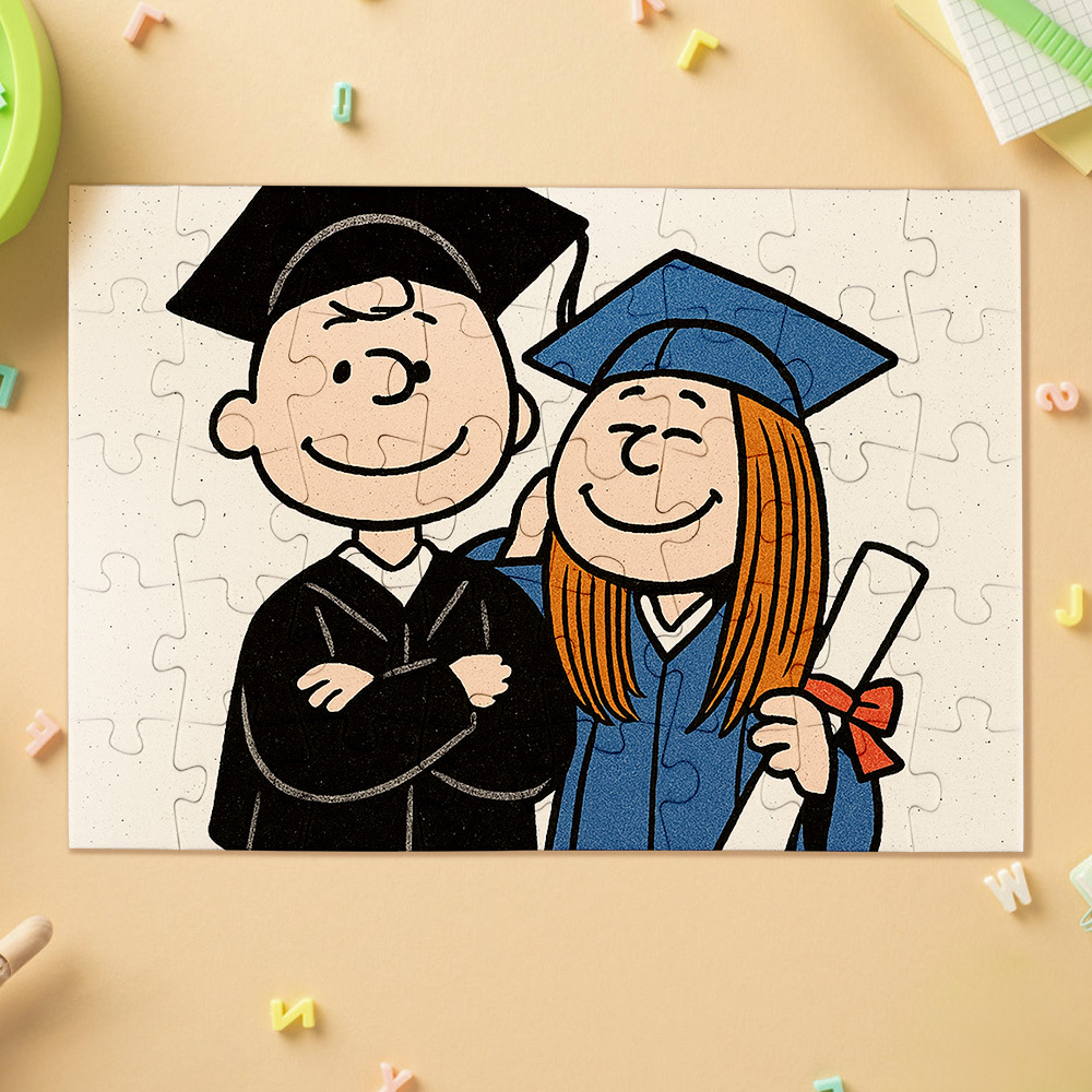 Custom Photo Puzzles Personalized Comic Cartoon Style Image Puzzles for Graduation