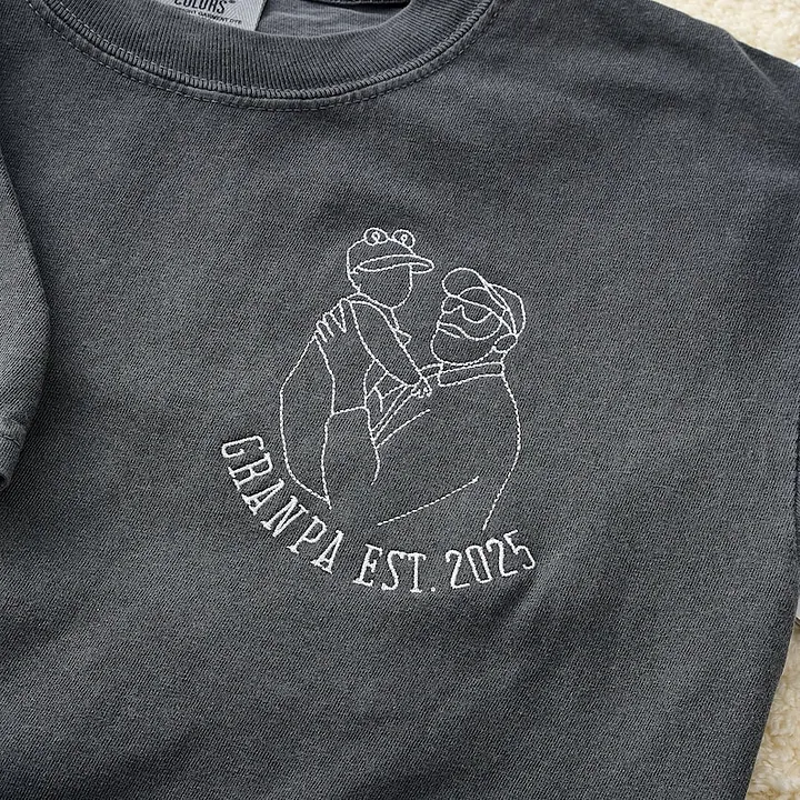 Custom Dad Photo Shirt - Embroidered Dad & Kids Portrait - Personalized Father's Day Keepsake Gift
