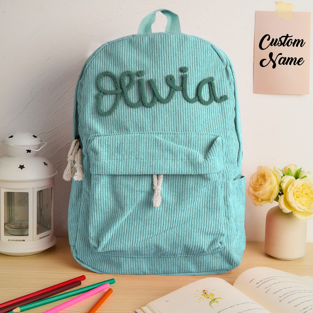 Handmade Corduroy Backpack: Personalized Embroidered School Bags for Kids and Toddlers