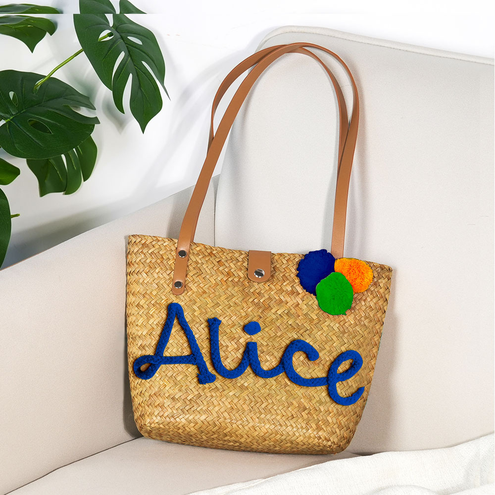 personalized straw moroccan basket,bridal shower bags,customized straw bags,custom beach bag,straw tote,embroidered bags