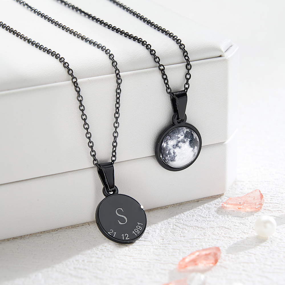Custom Moon Phase Necklace Personalized Special Date Moon Jewelry The Moon of Your Day Necklace Gift for Birthday Anniversary Gift - aiprintlab